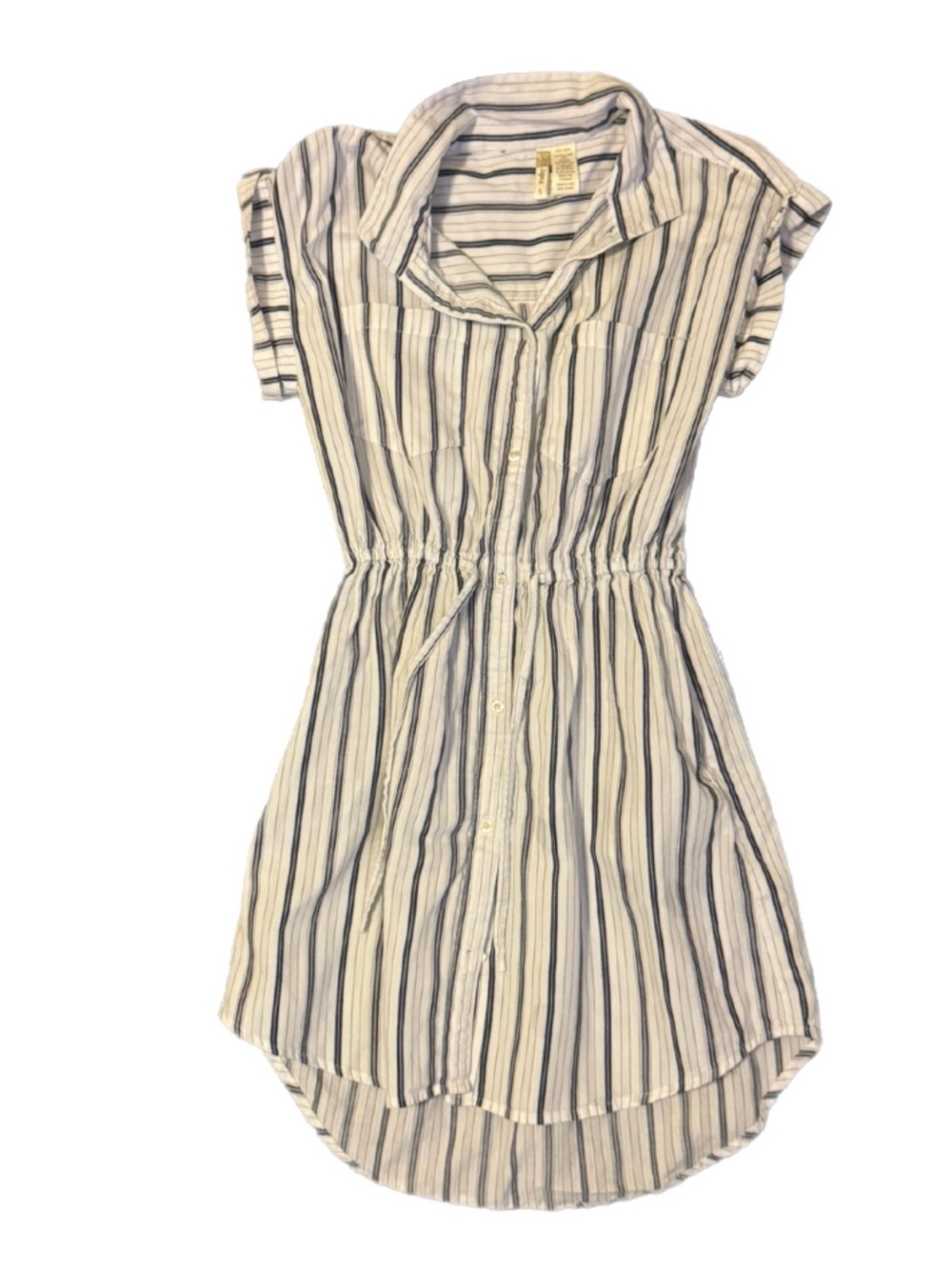 Japna Blue and White Striped Mini Shirt Dress